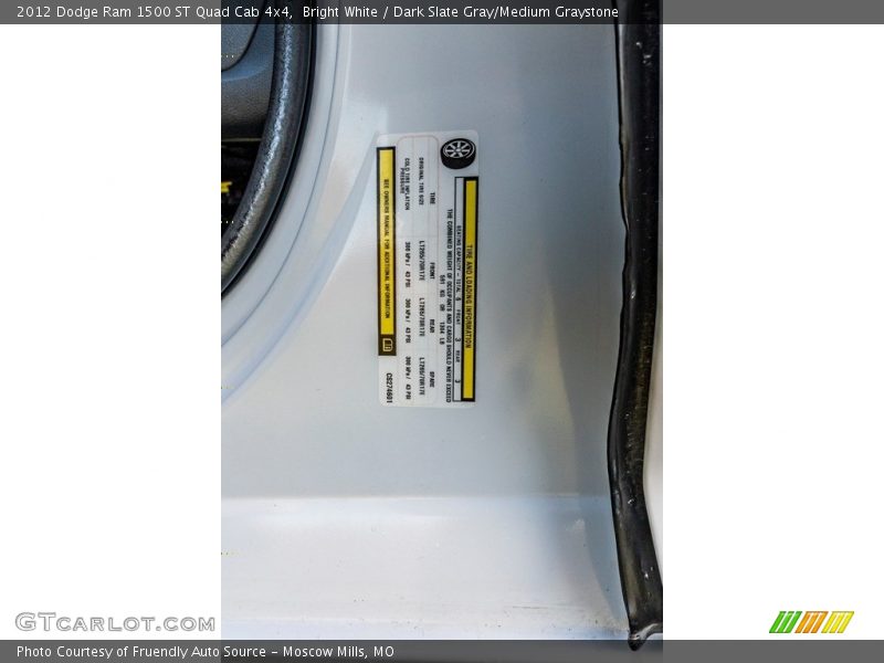 Bright White / Dark Slate Gray/Medium Graystone 2012 Dodge Ram 1500 ST Quad Cab 4x4