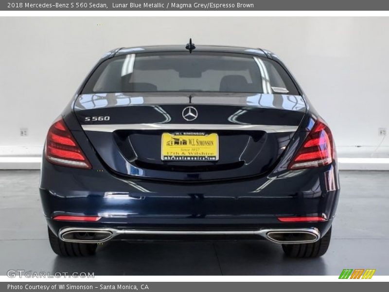 Lunar Blue Metallic / Magma Grey/Espresso Brown 2018 Mercedes-Benz S 560 Sedan