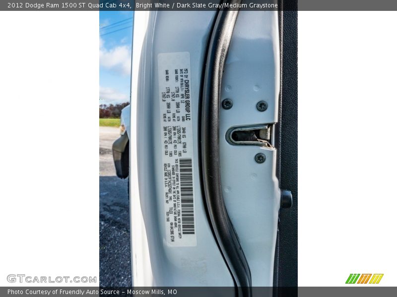 Bright White / Dark Slate Gray/Medium Graystone 2012 Dodge Ram 1500 ST Quad Cab 4x4