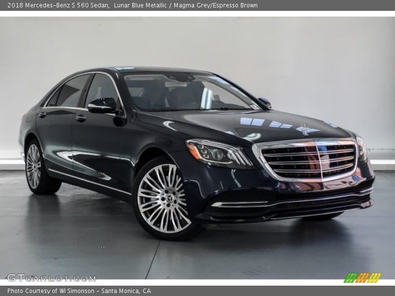 Lunar Blue Metallic / Magma Grey/Espresso Brown 2018 Mercedes-Benz S 560 Sedan