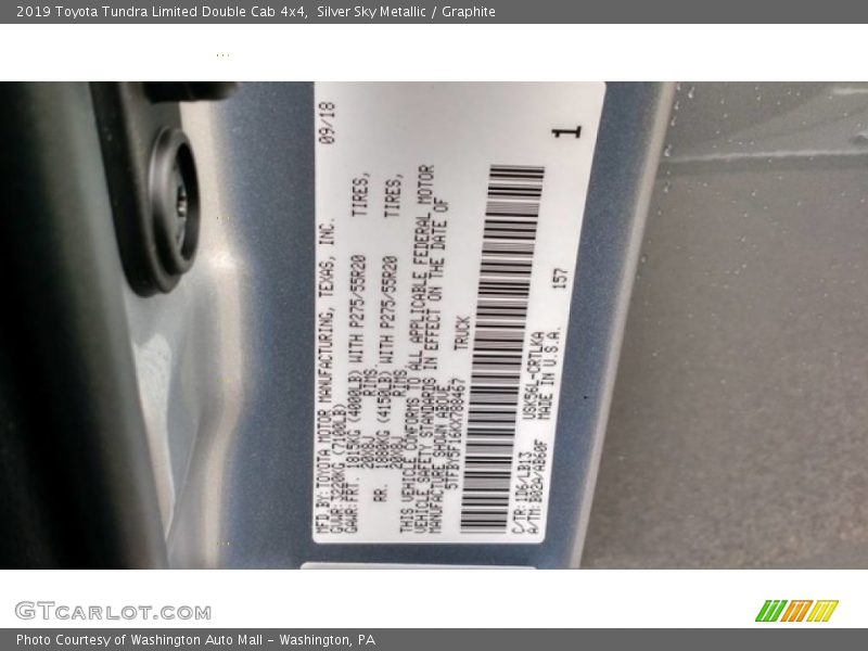 Silver Sky Metallic / Graphite 2019 Toyota Tundra Limited Double Cab 4x4