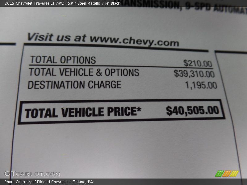 Satin Steel Metallic / Jet Black 2019 Chevrolet Traverse LT AWD