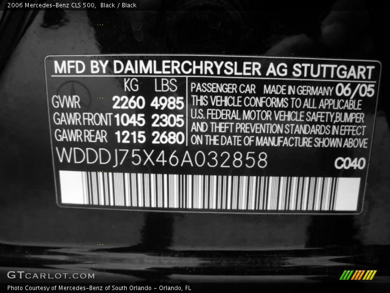 Black / Black 2006 Mercedes-Benz CLS 500