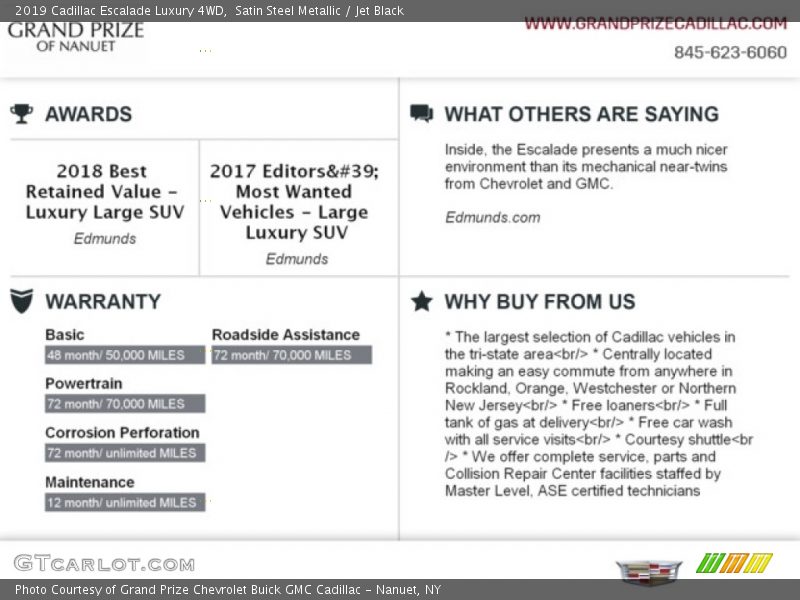 Satin Steel Metallic / Jet Black 2019 Cadillac Escalade Luxury 4WD