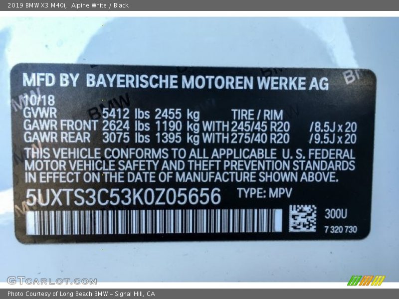 Alpine White / Black 2019 BMW X3 M40i