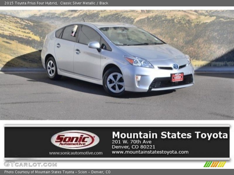 Classic Silver Metallic / Black 2015 Toyota Prius Four Hybrid