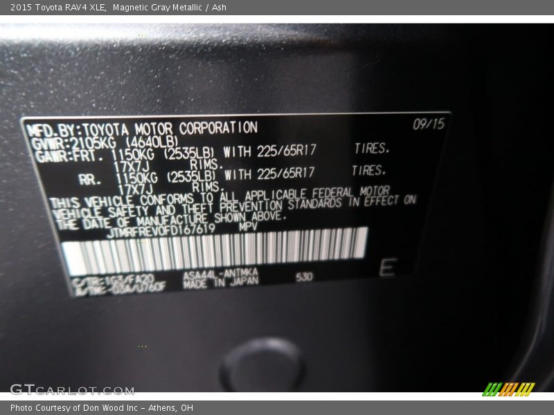 Magnetic Gray Metallic / Ash 2015 Toyota RAV4 XLE