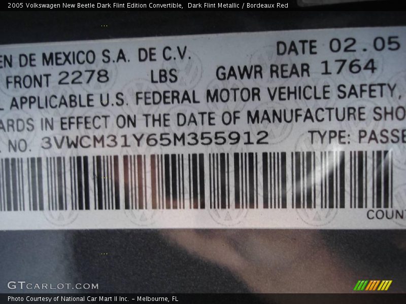 Dark Flint Metallic / Bordeaux Red 2005 Volkswagen New Beetle Dark Flint Edition Convertible