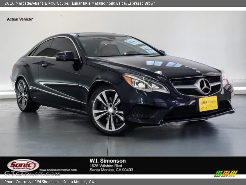 Lunar Blue Metallic / Silk Beige/Espresso Brown 2016 Mercedes-Benz E 400 Coupe