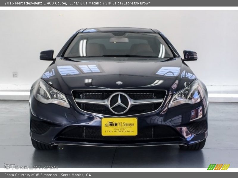 Lunar Blue Metallic / Silk Beige/Espresso Brown 2016 Mercedes-Benz E 400 Coupe