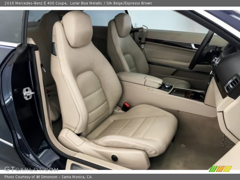 Lunar Blue Metallic / Silk Beige/Espresso Brown 2016 Mercedes-Benz E 400 Coupe