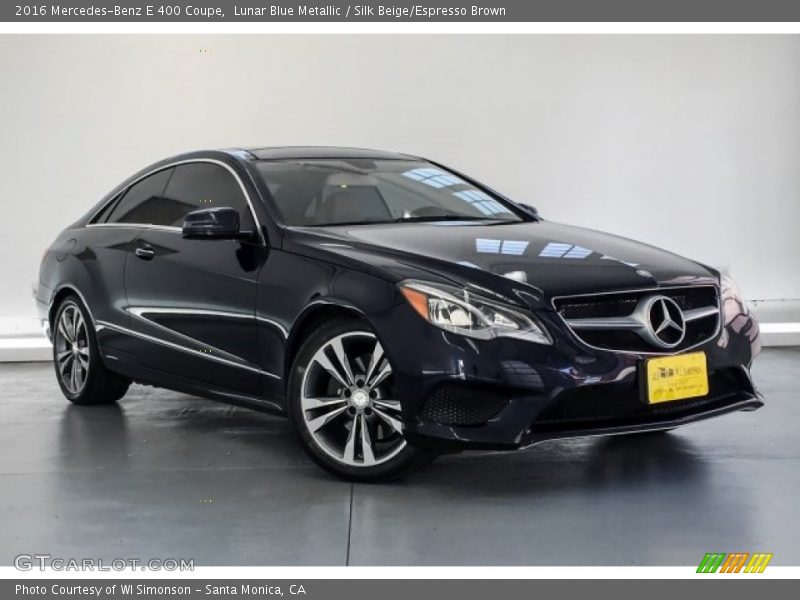 Lunar Blue Metallic / Silk Beige/Espresso Brown 2016 Mercedes-Benz E 400 Coupe