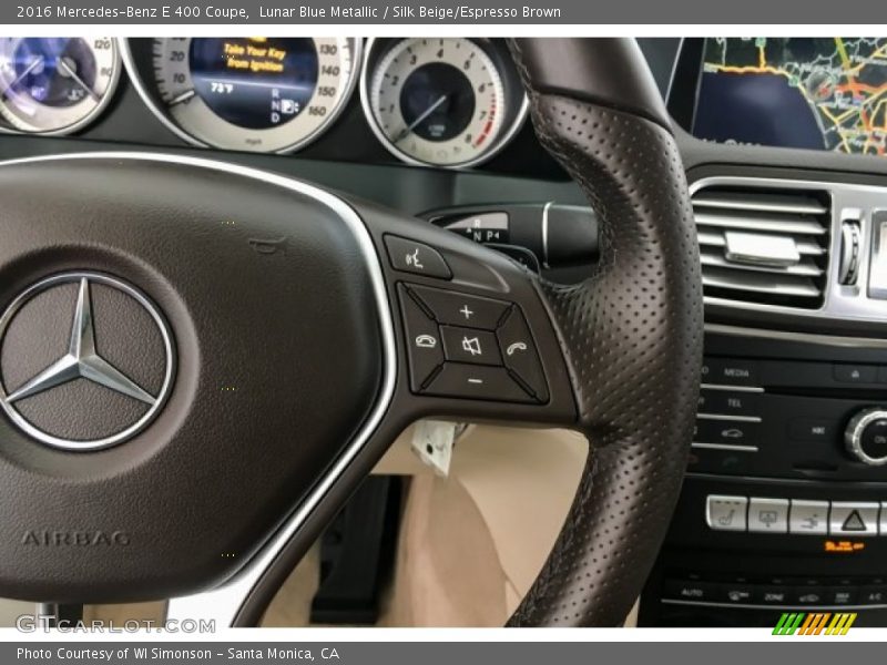 Lunar Blue Metallic / Silk Beige/Espresso Brown 2016 Mercedes-Benz E 400 Coupe