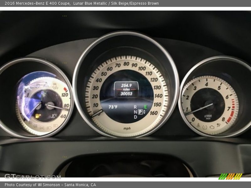 Lunar Blue Metallic / Silk Beige/Espresso Brown 2016 Mercedes-Benz E 400 Coupe