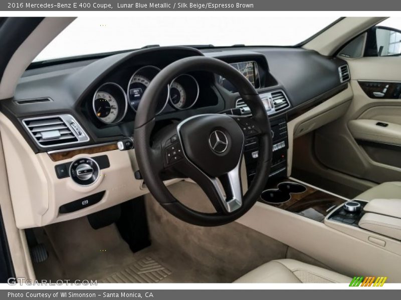 Lunar Blue Metallic / Silk Beige/Espresso Brown 2016 Mercedes-Benz E 400 Coupe