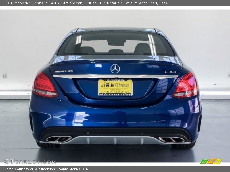 Brilliant Blue Metallic / Platinum White Pearl/Black 2018 Mercedes-Benz C 43 AMG 4Matic Sedan