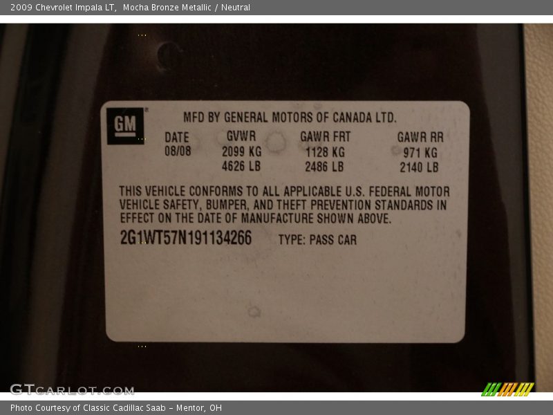 Mocha Bronze Metallic / Neutral 2009 Chevrolet Impala LT