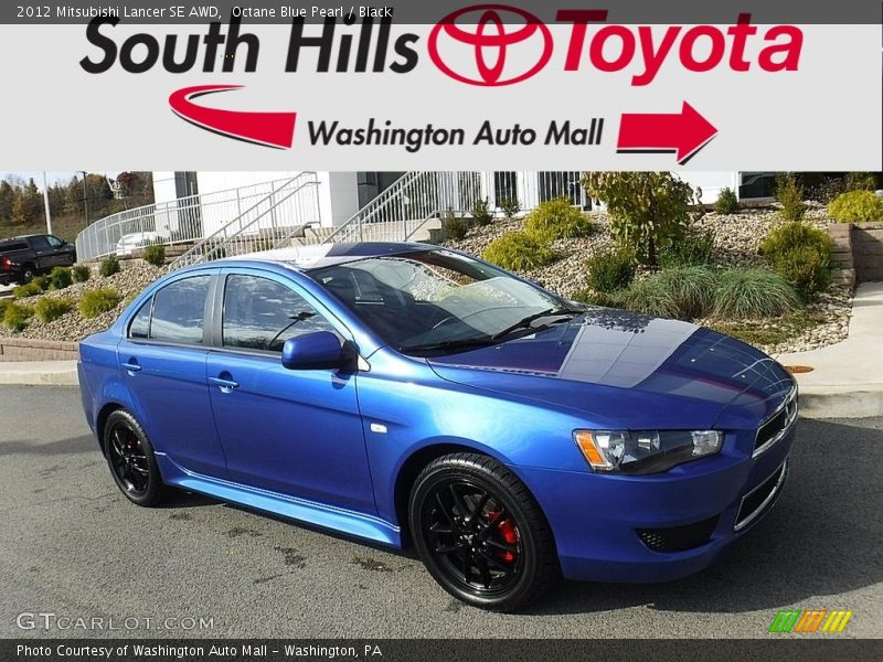 Octane Blue Pearl / Black 2012 Mitsubishi Lancer SE AWD