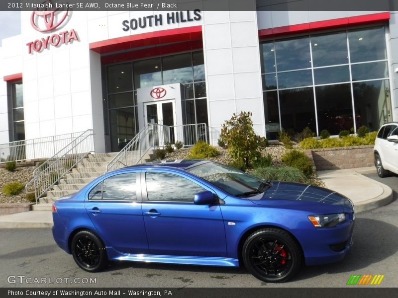 Octane Blue Pearl / Black 2012 Mitsubishi Lancer SE AWD