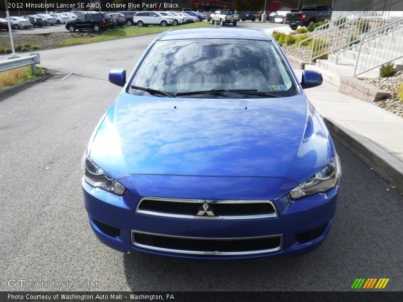 Octane Blue Pearl / Black 2012 Mitsubishi Lancer SE AWD