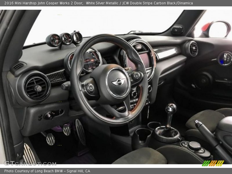 White Silver Metallic / JCW Double Stripe Carbon Black/Dinamica 2016 Mini Hardtop John Cooper Works 2 Door