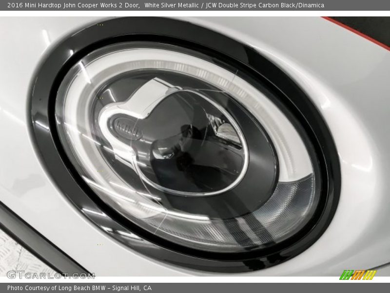White Silver Metallic / JCW Double Stripe Carbon Black/Dinamica 2016 Mini Hardtop John Cooper Works 2 Door