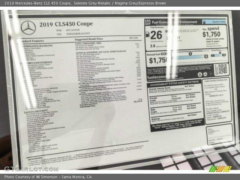 Selenite Grey Metallic / Magma Grey/Espresso Brown 2019 Mercedes-Benz CLS 450 Coupe