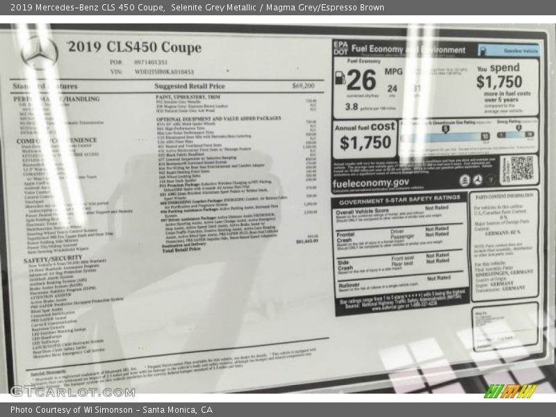 Selenite Grey Metallic / Magma Grey/Espresso Brown 2019 Mercedes-Benz CLS 450 Coupe