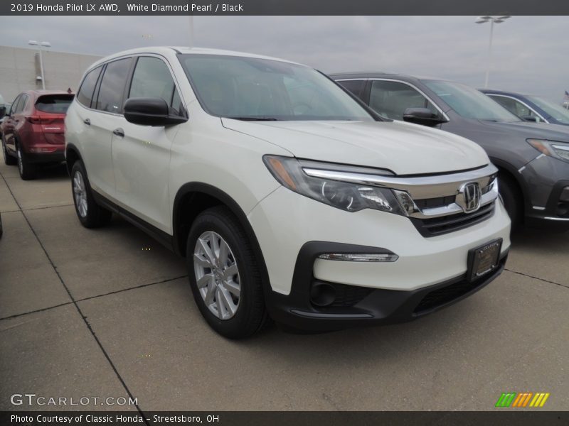 White Diamond Pearl / Black 2019 Honda Pilot LX AWD