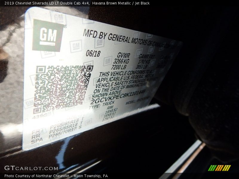 Havana Brown Metallic / Jet Black 2019 Chevrolet Silverado LD LT Double Cab 4x4