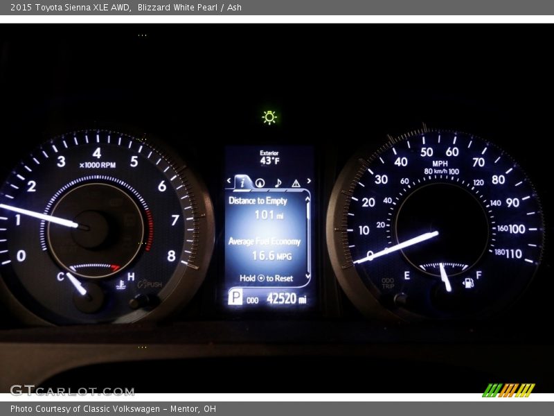 Blizzard White Pearl / Ash 2015 Toyota Sienna XLE AWD