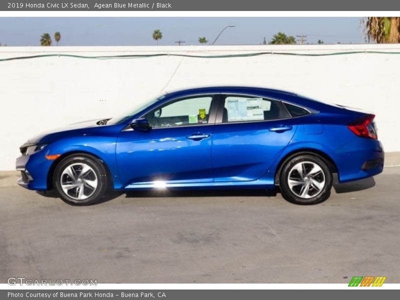 Agean Blue Metallic / Black 2019 Honda Civic LX Sedan