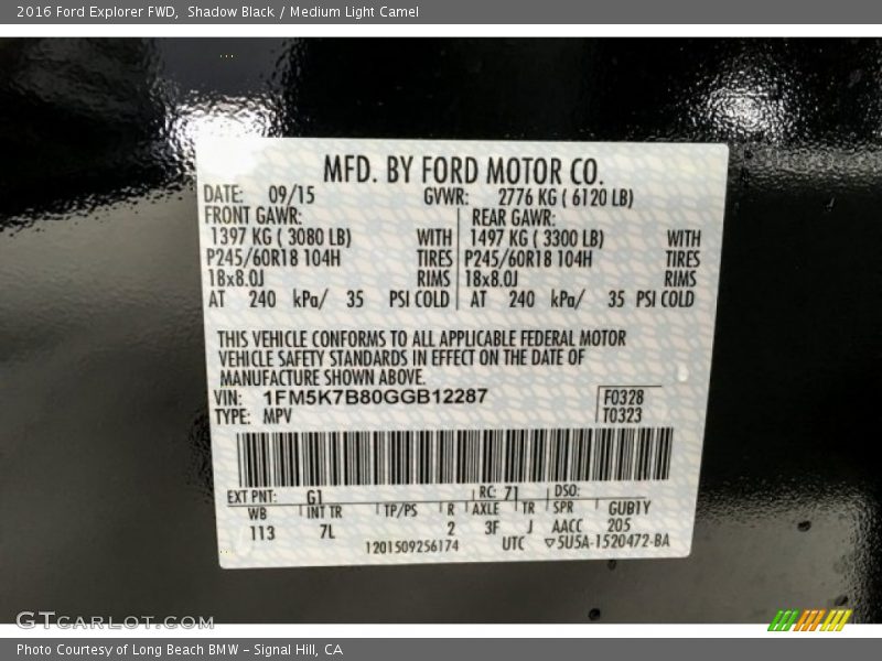Shadow Black / Medium Light Camel 2016 Ford Explorer FWD