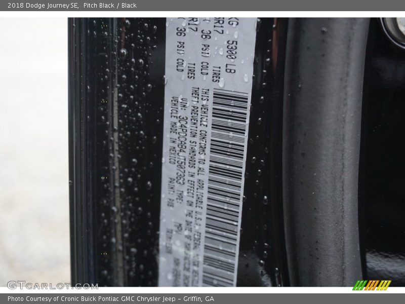 Pitch Black / Black 2018 Dodge Journey SE