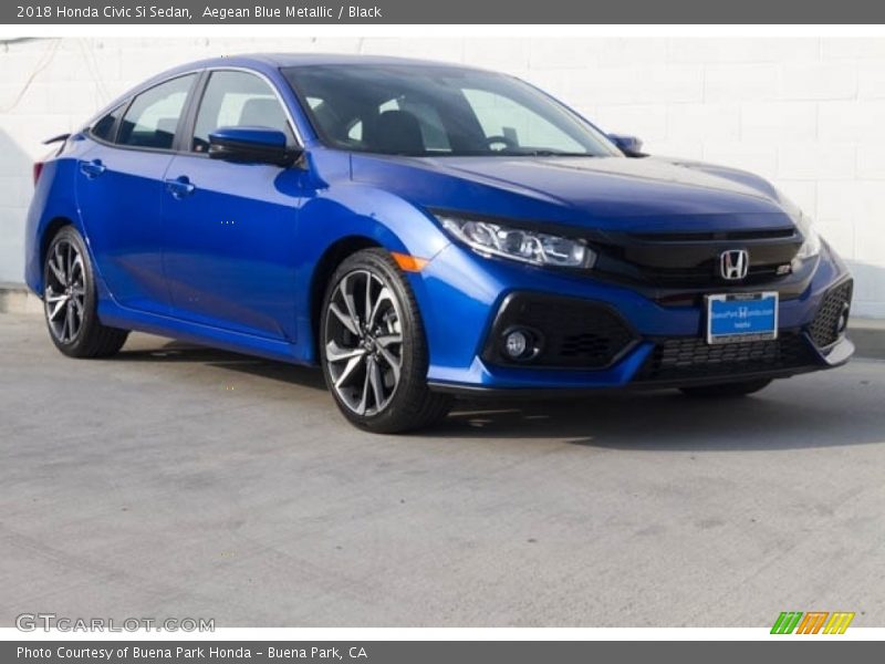 Aegean Blue Metallic / Black 2018 Honda Civic Si Sedan