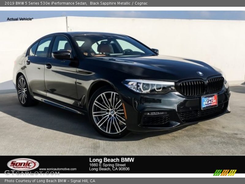Black Sapphire Metallic / Cognac 2019 BMW 5 Series 530e iPerformance Sedan
