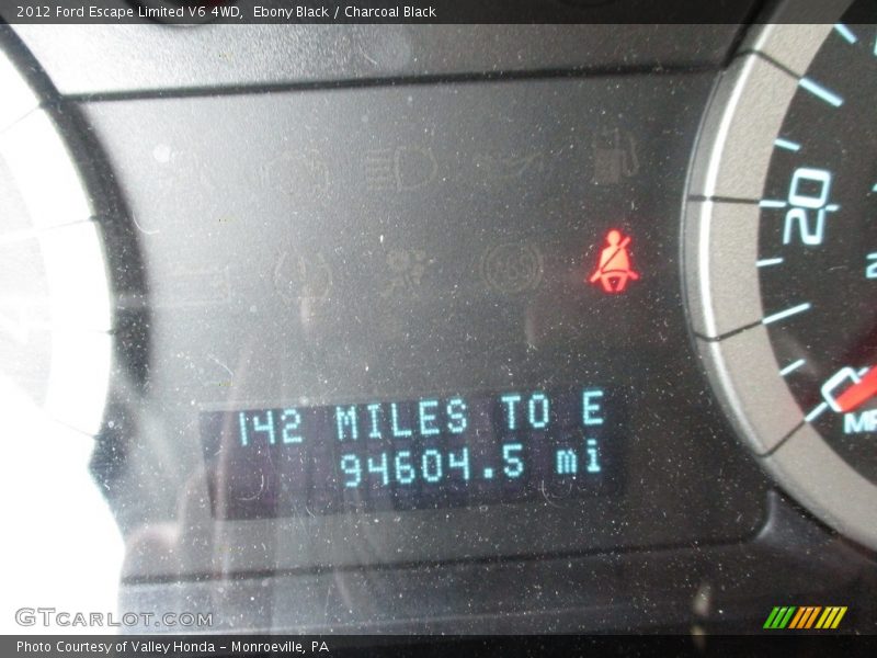 Ebony Black / Charcoal Black 2012 Ford Escape Limited V6 4WD