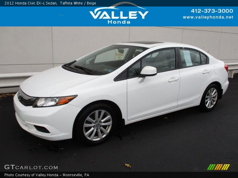 Taffeta White / Beige 2012 Honda Civic EX-L Sedan