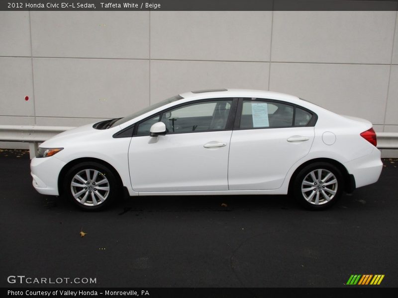 Taffeta White / Beige 2012 Honda Civic EX-L Sedan