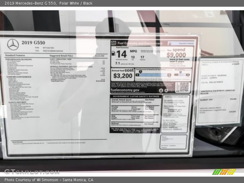  2019 G 550 Window Sticker