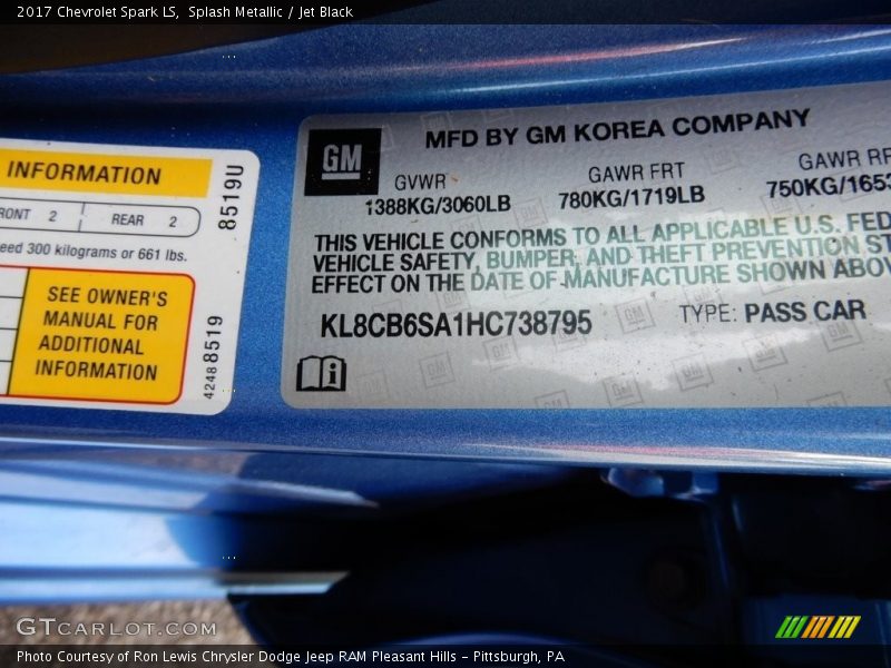 Splash Metallic / Jet Black 2017 Chevrolet Spark LS