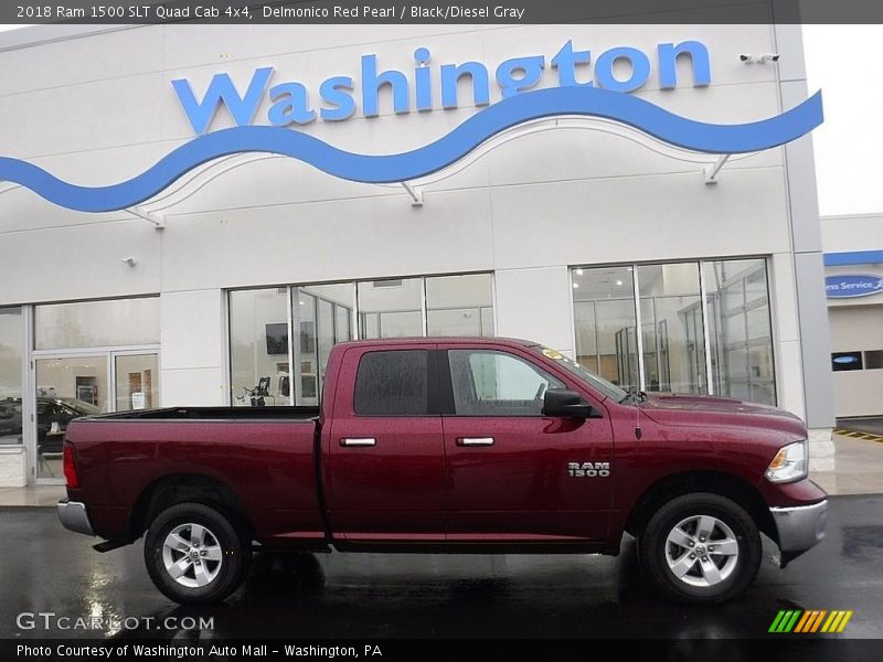 Delmonico Red Pearl / Black/Diesel Gray 2018 Ram 1500 SLT Quad Cab 4x4
