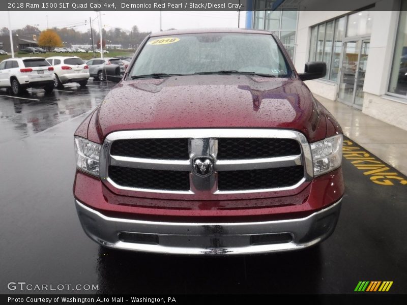 Delmonico Red Pearl / Black/Diesel Gray 2018 Ram 1500 SLT Quad Cab 4x4