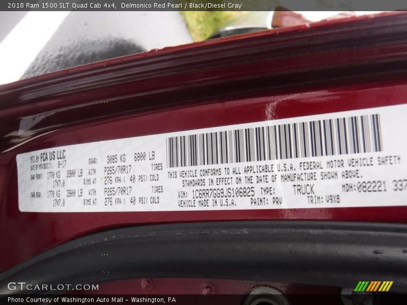 Delmonico Red Pearl / Black/Diesel Gray 2018 Ram 1500 SLT Quad Cab 4x4