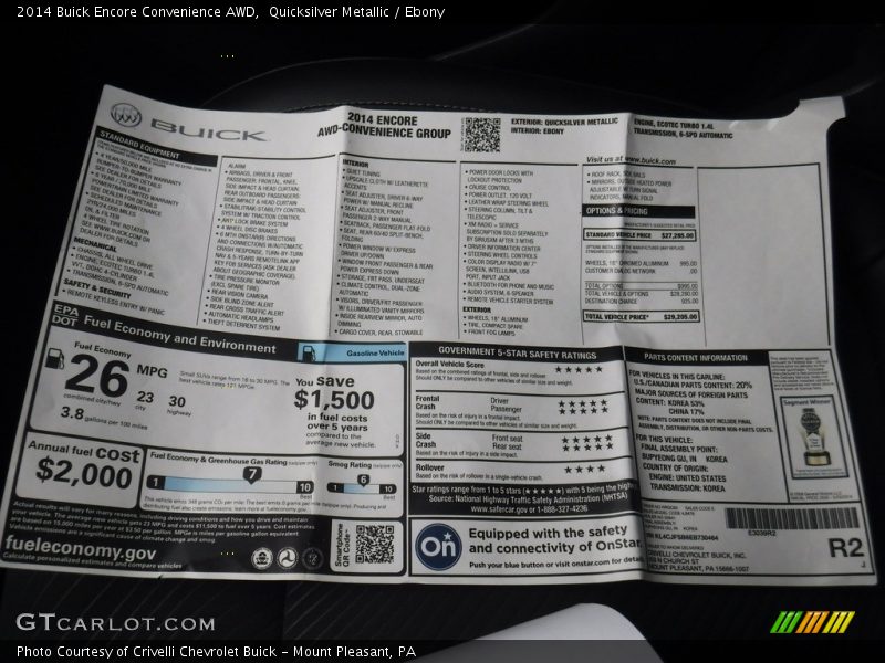 Quicksilver Metallic / Ebony 2014 Buick Encore Convenience AWD