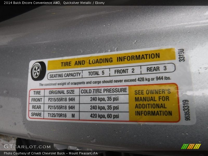 Quicksilver Metallic / Ebony 2014 Buick Encore Convenience AWD