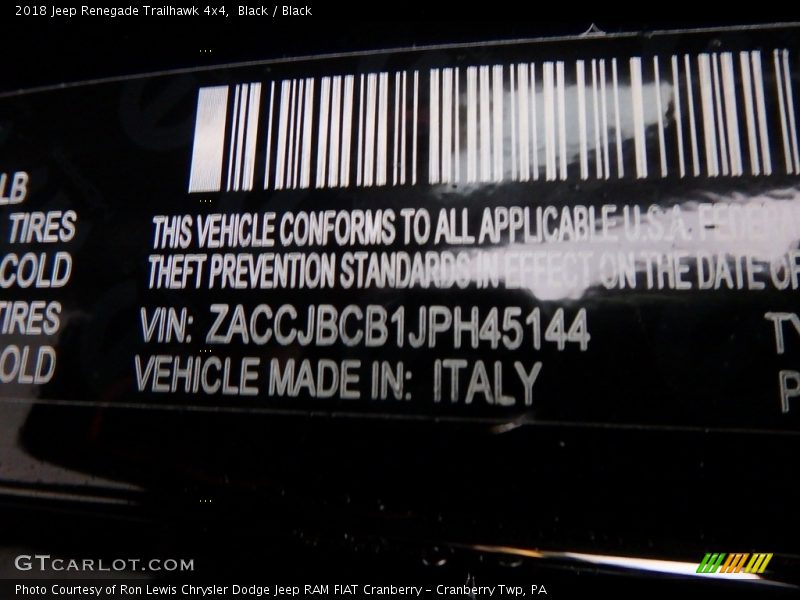 Black / Black 2018 Jeep Renegade Trailhawk 4x4