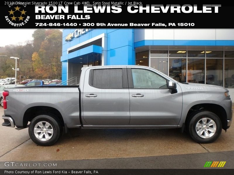 Satin Steel Metallic / Jet Black 2019 Chevrolet Silverado 1500 LT Crew Cab 4WD