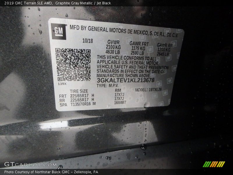 Graphite Gray Metallic / Jet Black 2019 GMC Terrain SLE AWD