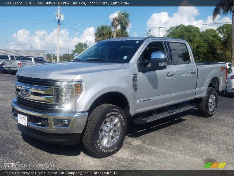 Ingot Silver / Earth Gray 2018 Ford F250 Super Duty XLT Crew Cab 4x4